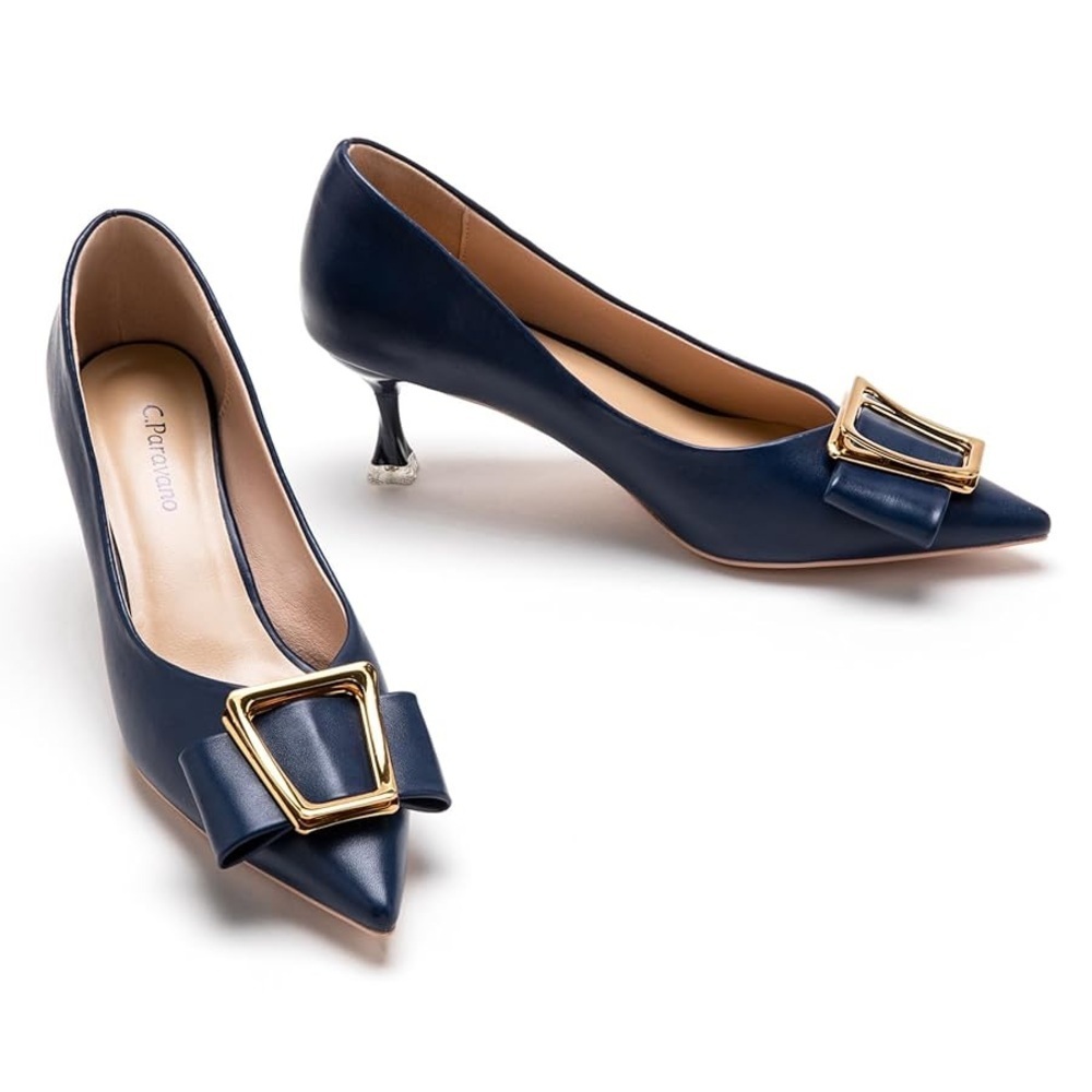 C.Paravano Metal Tie Pumps (Olivia) Navy Sz EU 40 US 9.5